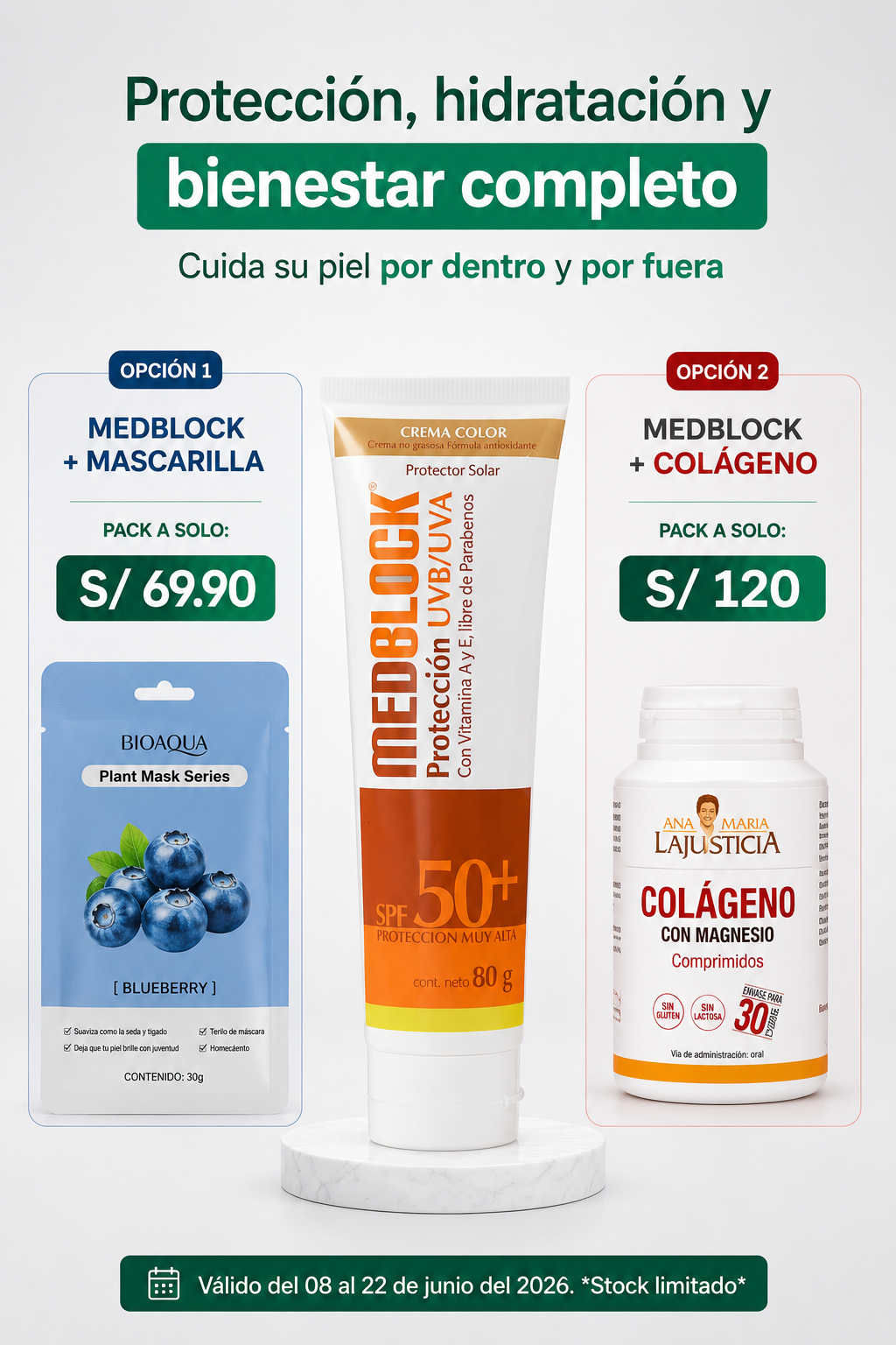 MedBlock Fotoprotector SPF50+ Crema color 80g