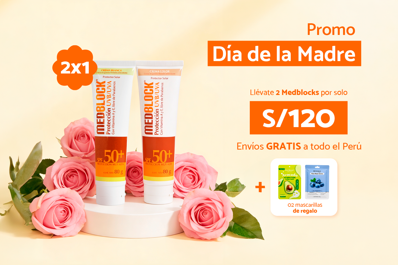 2X1 MEDBLOCK CREMA BLANCA Y COLOR