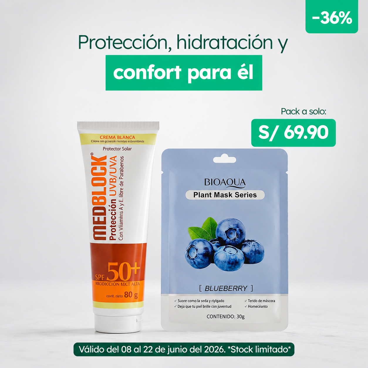 PROMOCIÓN MEDBLOCK BLANCO + MASCARILLA