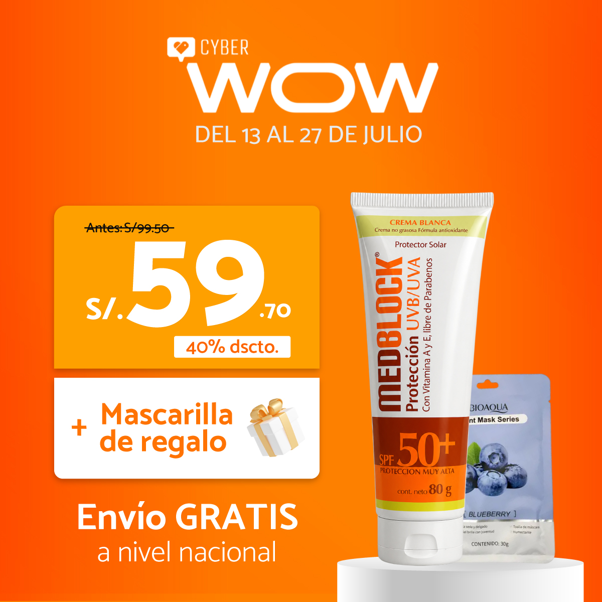 MEDBLOCK CREMA BLANCA + MASCARILLA DE REGALO