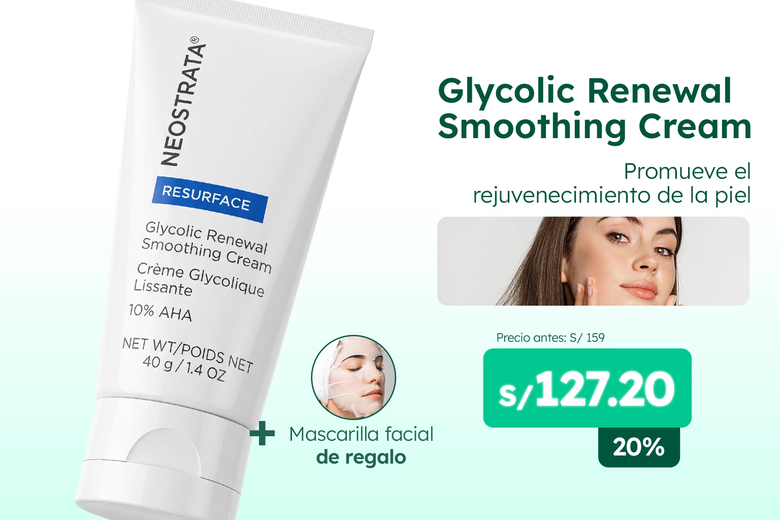 PROMOCIÓN Glycolic Renewal Smoothing Cream 40 g + mascarilla facial de regalo